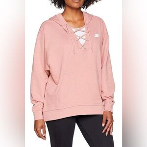 Nike Women's Soft Pink Lace-Up Sweatshirt